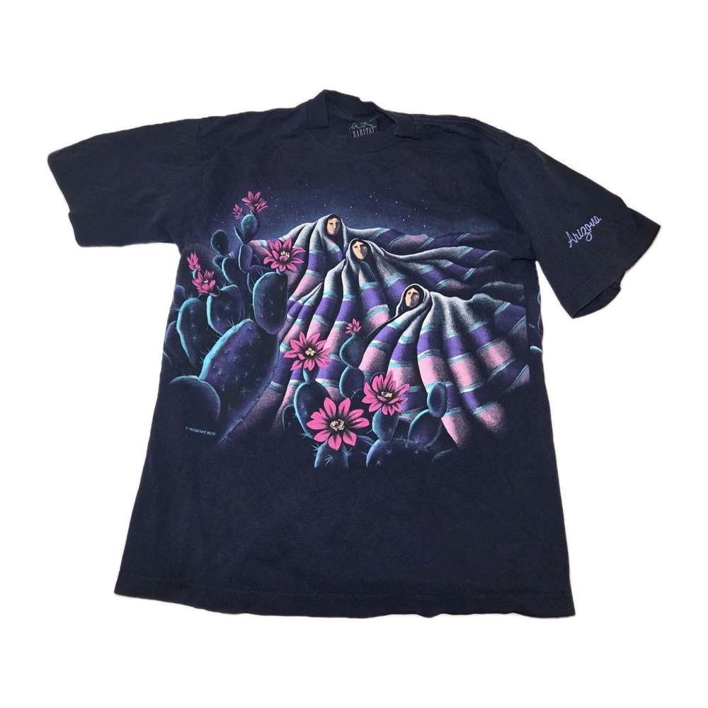 Vtg 1994 Habitat Arizona Desert Graphic T Shirt AOP Southwestern Cactus USA M